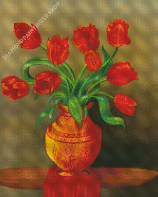 Orange Tulips Vase Diamond Painting