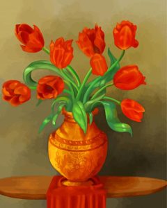 Orange Tulips Vase Diamond Painting