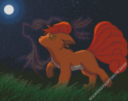 Pokemon Vulpix Watching Moon Diamond Painting