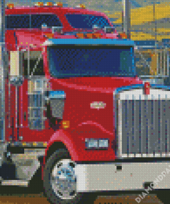 Red Kenworth Truck Diamond Painting