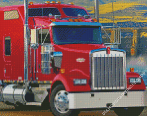 Red Kenworth Truck Diamond Painting