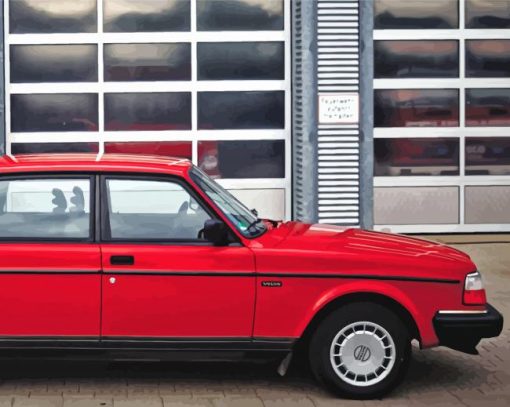 Red Volvo 240 Saloon Car Diamond Painting