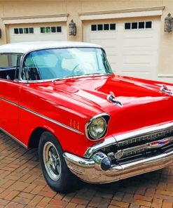 Red And White 57 Chevy Car Diamond Painting