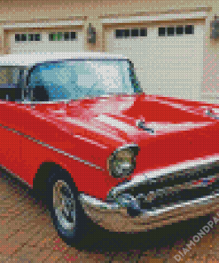 Red And White 57 Chevy Car Diamond Painting