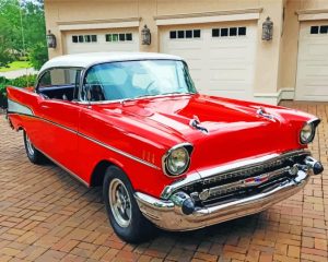 Red And White 57 Chevy Car Diamond Painting