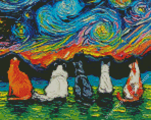 Starry Night Cats Diamond Painting