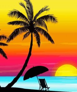 Sunset Palm Tree Diamond Painting
