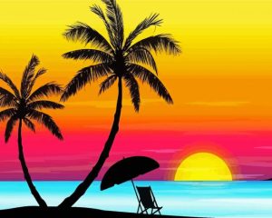 Sunset Palm Tree Diamond Painting