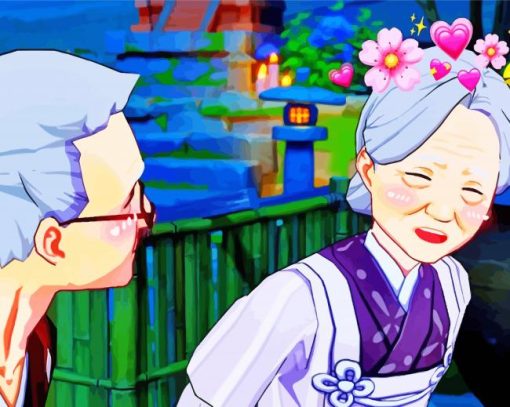 Sweet Old Couple Anime Diamond Painting