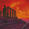 Temple Of Poseidon Sunset Diamond Painting