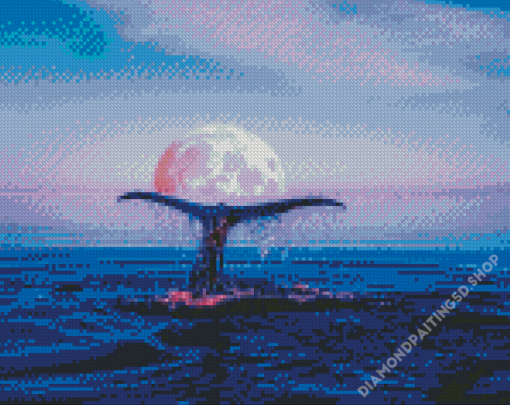 Whale Tail And Moon Diamond Painting