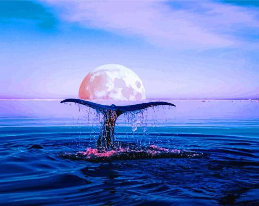 Whale Tail And Moon Diamond Painting