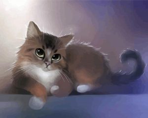 White Brown Cat Diamond Painting