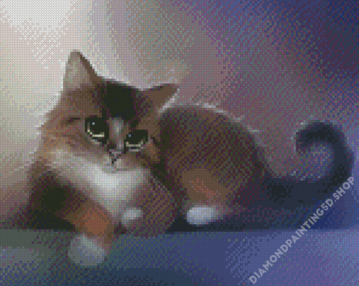 White Brown Cat Diamond Painting