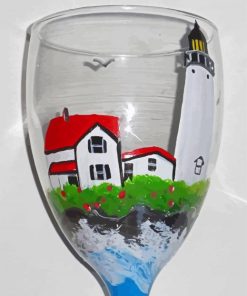 Wine Glass With Lighthouse Diamond Painting