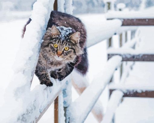 Winter Cat Diamond Painting