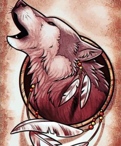 Wolf In Dream Catcher Art Diamond Painting