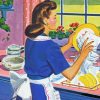 Woman Washing Dishes Diamond Painting