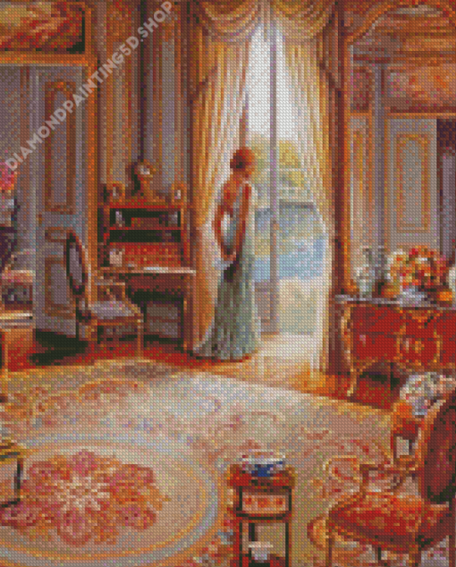 Woman By The Window In Victorian Room Diamond Painting