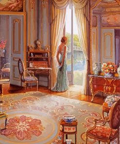Woman By The Window In Victorian Room Diamond Painting