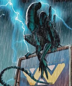 Xenomorfo Under Rain Diamond Painting