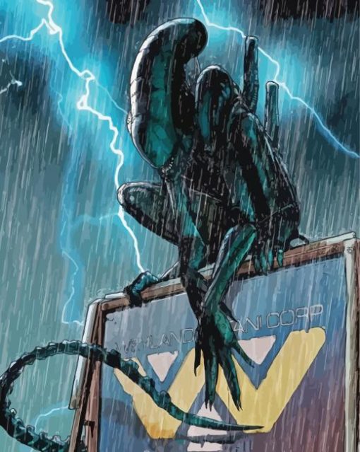 Xenomorfo Under Rain Diamond Painting