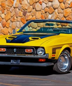 Yellow 72 Mustang Car Diamond Painting