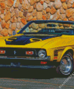 Yellow 72 Mustang Car Diamond Painting