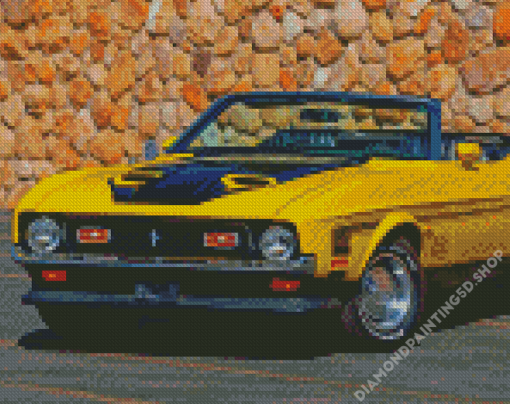 Yellow 72 Mustang Car Diamond Painting