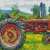 Abstract Red Tractor Diamond Painting