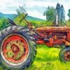 Abstract Red Tractor Diamond Painting