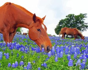 Aesthetic Bluebonnets And Horse Diamond Painting