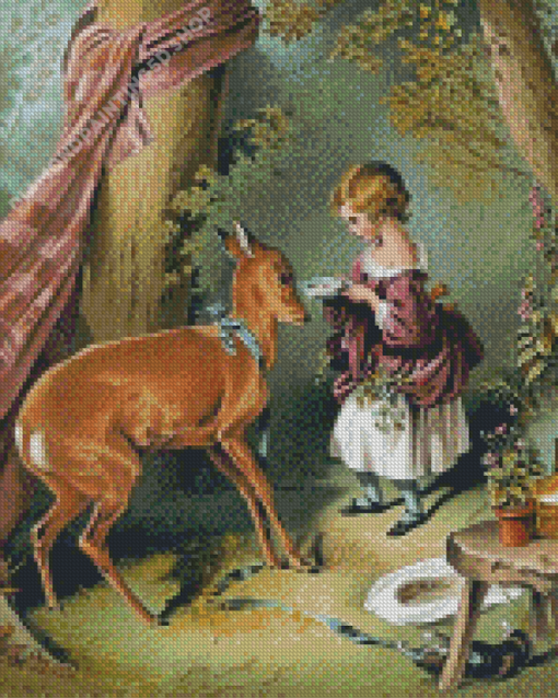 Aesthetic Deer Feeding Diamond Painting