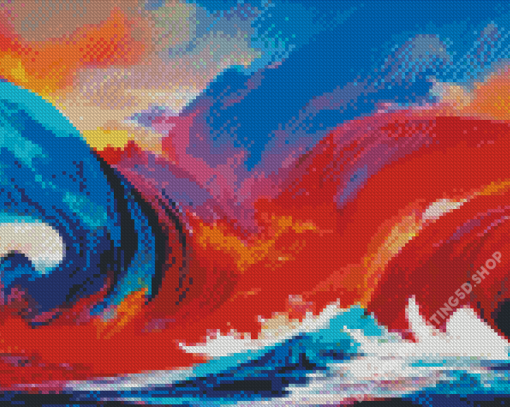 Aesthetic Colorful Waves Art Diamond Painting