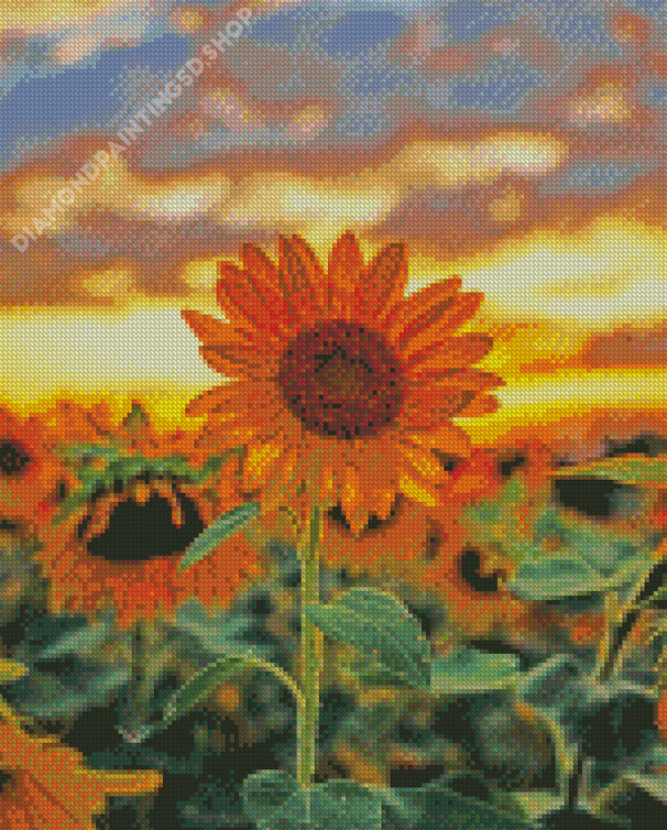 Beautiful Sunflower Heart - 5D Diamond Painting 