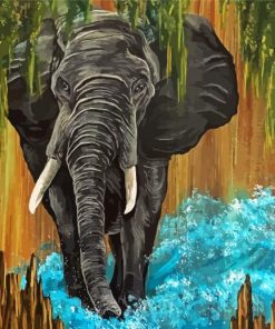 African Elephant In Water Art Diamond Painting
