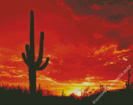 Beautiful Cactus Sunset Diamond Painting