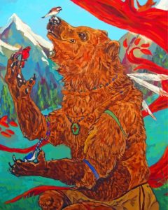 Bird On Native Bear Art Diamond Painting