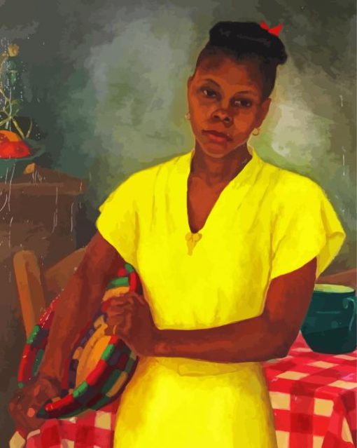 Black Girl In Yellow Dress Diamond Painting