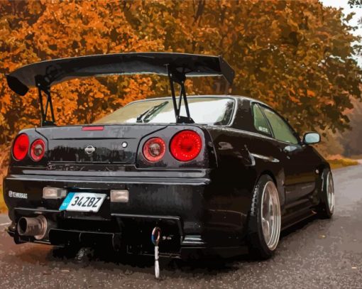 Black Nissan Skyline R34 Diamond Painting