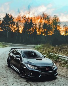 Black Civic With Sunset View Diamond Painting