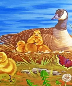 Canada Geese And Goslings Art Diamond Painting