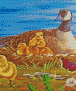 Canada Geese And Goslings Art Diamond Painting
