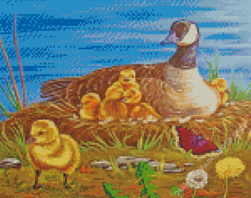 Canada Geese And Goslings Art Diamond Painting