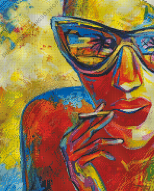 Colorful Smoking Woman Pop Art Diamond Painting