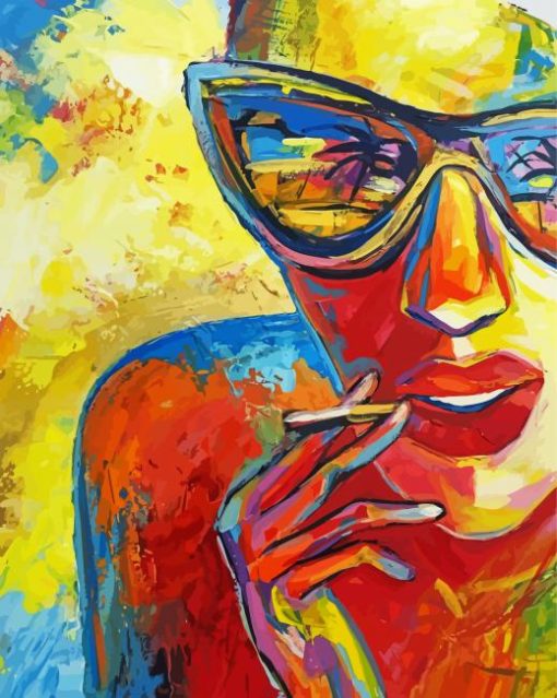 Colorful Smoking Woman Pop Art Diamond Painting