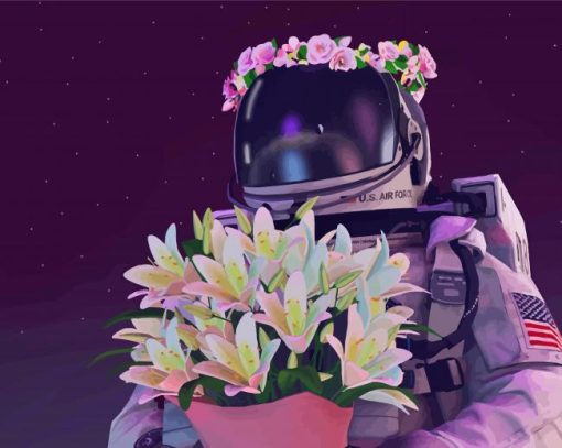 Cute Astronaut And Flowers Diamond Painting