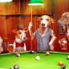 Dogs Playing Pool Diamond Painting