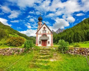 Dolomites Church Italy Diamond Painting