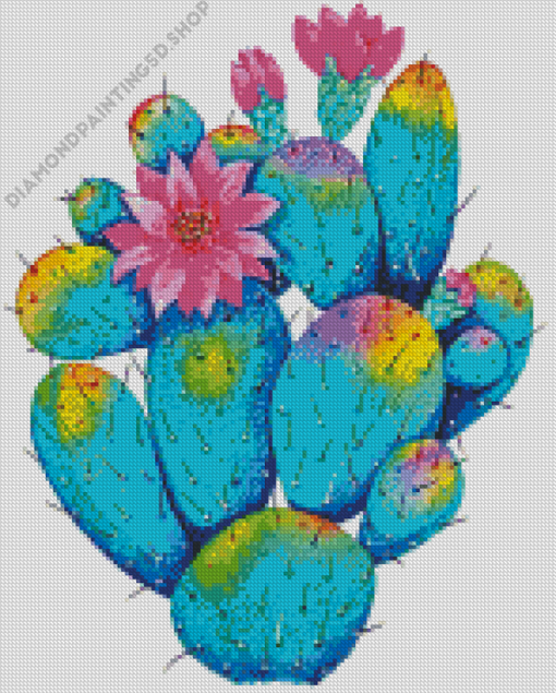 Flowers On Cactuses Art Diamond Painting